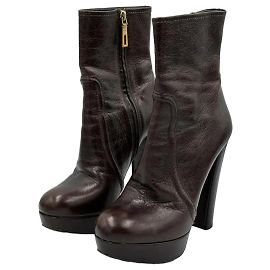 Prada Botas plataforma couro marrom Marrom