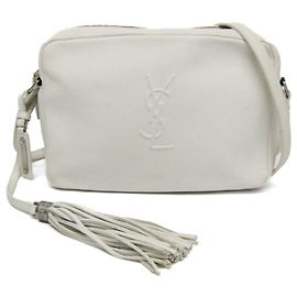 Bolsa de ombro de couro Lou 470299 para mulher Saint Laurent Branco