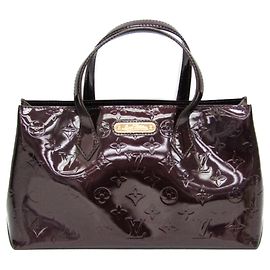 Louis Vuitton Monogram Vernis Wilshire PM Handbag Dark red