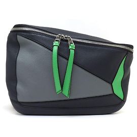 Bolsa Transversal Loewe Puzzle Marrom Azul marinho Verde claro