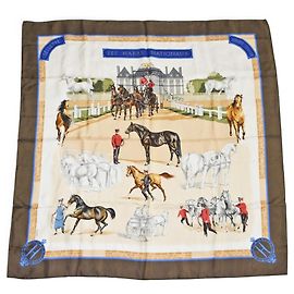Sciarpa Carré 90 Hermès - Design Les Haras Nationaux Marrone Beige