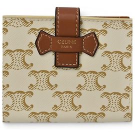 Céline Celine Bi-Fold Wallet in Ivory and Brown Brown Cream