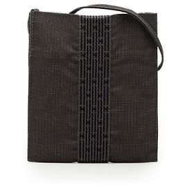 Pochette Herline em lona cinza Hermès Marrom