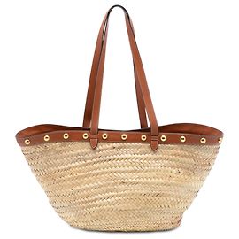 Céline Celine Beige Large Raffia Classic Studded Panier Tote Beige