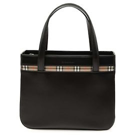 Bolsa de mão em couro com detalhe House Check preto da Burberry Preto