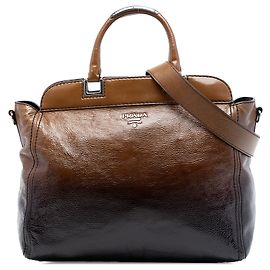 Sac à main à cadre Prada Brown Sfumato Vernice Naplak Marron