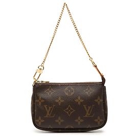 Louis Vuitton Marrone Monogram Mini Pochette Accessoires Marrone