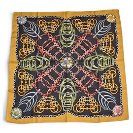 Sciarpa Gucci in seta gialla e nera Horsebit Giallo