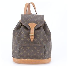 Mochila/Bolso Louis Vuitton Monogram Montsouris MM Castaño Blanco Monograma