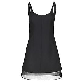 Prada Mini Vestido Preto de Lã com Tule Preto