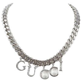 Collar Choker Gucci Script Logo Plata