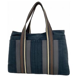 Hermès Sac cabas Hermes Troca Horizontal MM en toile Noir