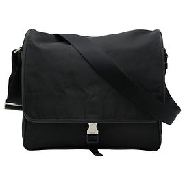 Bolsa transversal messenger com placa de logotipo Triangle Prada Preto