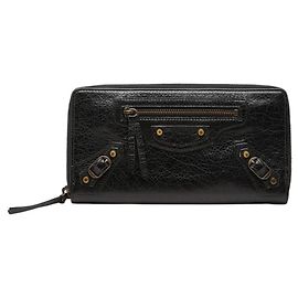 Balenciaga Classic Continental Round Zip Long Wallet Black