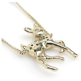 Colar Bambi Chanel Dourado Verde Fora de branco