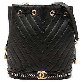 Borsa a Spalla Chanel Chevron V-stitch Coco Mark Chain Nero