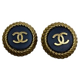 Boucles d'oreilles clip Chanel Coco Mark Noir Doré