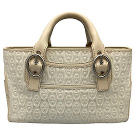 Céline Boogie Bag D4 Eggshell Leather Handbag Eggshell
