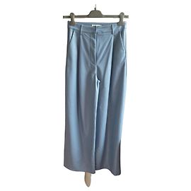 Essentiel Antwerp Calças Largas de Couro Azul-Celeste Azul claro