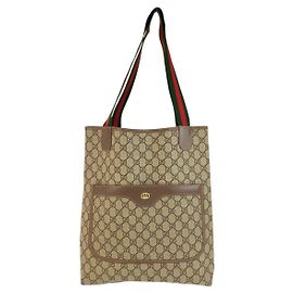 Borsa Tote a Spalla Gucci GG Supreme Canvas Marrone Beige