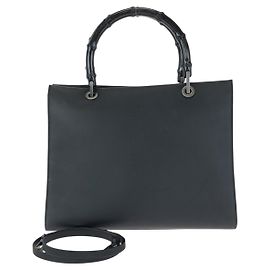Bolsa Tote Gucci em couro com alça de bambu Preto