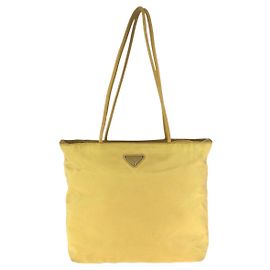 Prada Nylon Tessuto Triangle Logo Tote Gelb