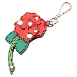 Prada Leder Rosen-Anhänger Rot