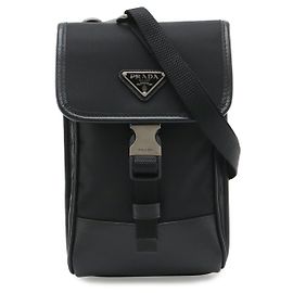 Capa para smartphone e bolsa 2WAY com logotipo de triângulo em nylon Prada Preto