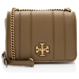 Borsa a tracolla Tory Burch Kira in pelle con catena Verde