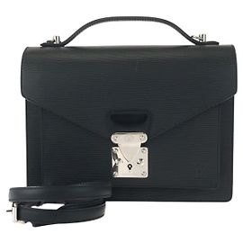 Louis Vuitton Epi Monceau Leather Handbag Black