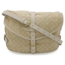 Bolsa de Ombro Louis Vuitton Monogram Mini Lin Saumur 30 Marrom Bege