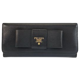 Prada Saffiano Fiocco Ledergeldbörse Schwarz