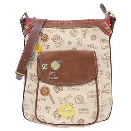 Loewe Shoulder Bag Beige Brown Red Canvas Brown Red Beige