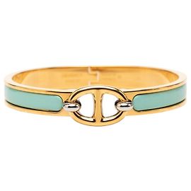 Hermès Pulsera Hermes Mini Click Chaine d'Ancre Azul Dorado