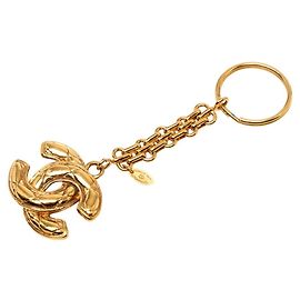 Portachiavi Chanel Coco Mark Matelassé placcato oro D'oro