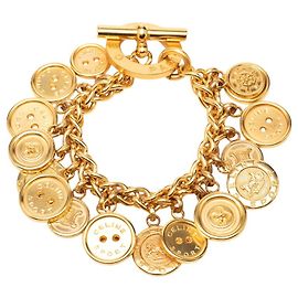Céline Celine Triomphe Button Motiv Gold Charm Armband Golden