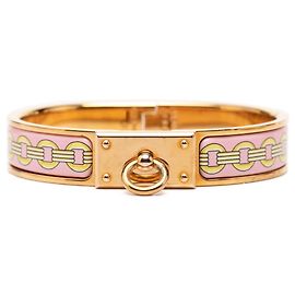 Hermès Pulseira Clic Anneau Hermes Rosa Dourado Amarelo