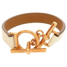 Pulseira Charm Croisière Hermès Bege Dourado