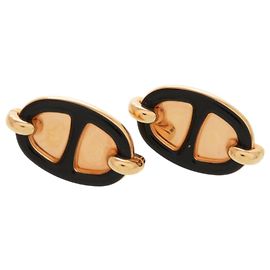 Hermès Orecchini Mini Maillon Hermes Nero D'oro