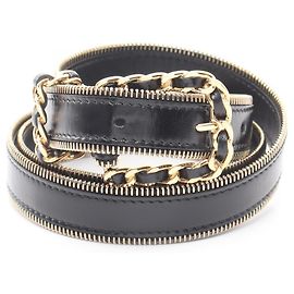 Chanel Coco Mark Ledergürtel Schwarz Golden