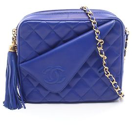 Bolsa de ombro Chanel Matelassé com tassel Azul