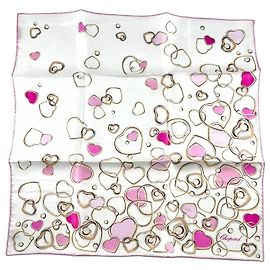 Lenço de seda Chopard Happy Diamonds Hearts Rosa Branco Multicor