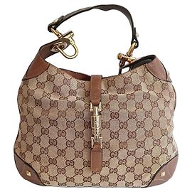 Borsa a tracolla Gucci Jackie Monogram Marrone e Pelle Marrone