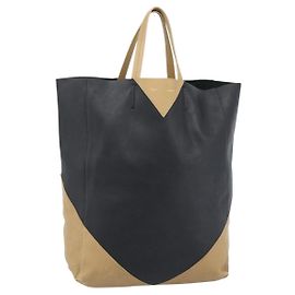 Céline CELINE Tote Bag Leather Black Auth 183811 Black
