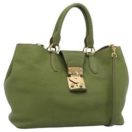 Borsa Tote Miu Miu in pelle 2 way Verde Oro Auth 183894M D'oro Verde