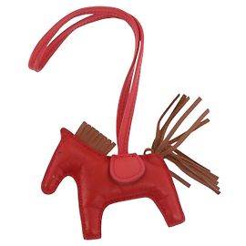 Hermès HERMES Rodeo PM Charm Leather Red Auth 184238M Red