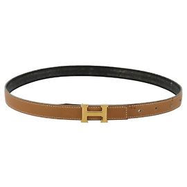 Hermès HERMES Constance Mini Belt Leather Beige Gold Auth 180888 Beige Dorado