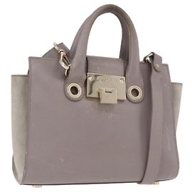 Sac à main Jimmy Choo en cuir 2way Gris Or Auth bs35431 Marron Doré