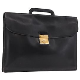 Hermès Bolsa Business HERMES Kirius em couro preto e dourado Auth 183240 Preto Dourado