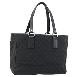 Borsa GUCCI GG Canvas Nera Argento 113017 Auth ka4582 Nero Argento